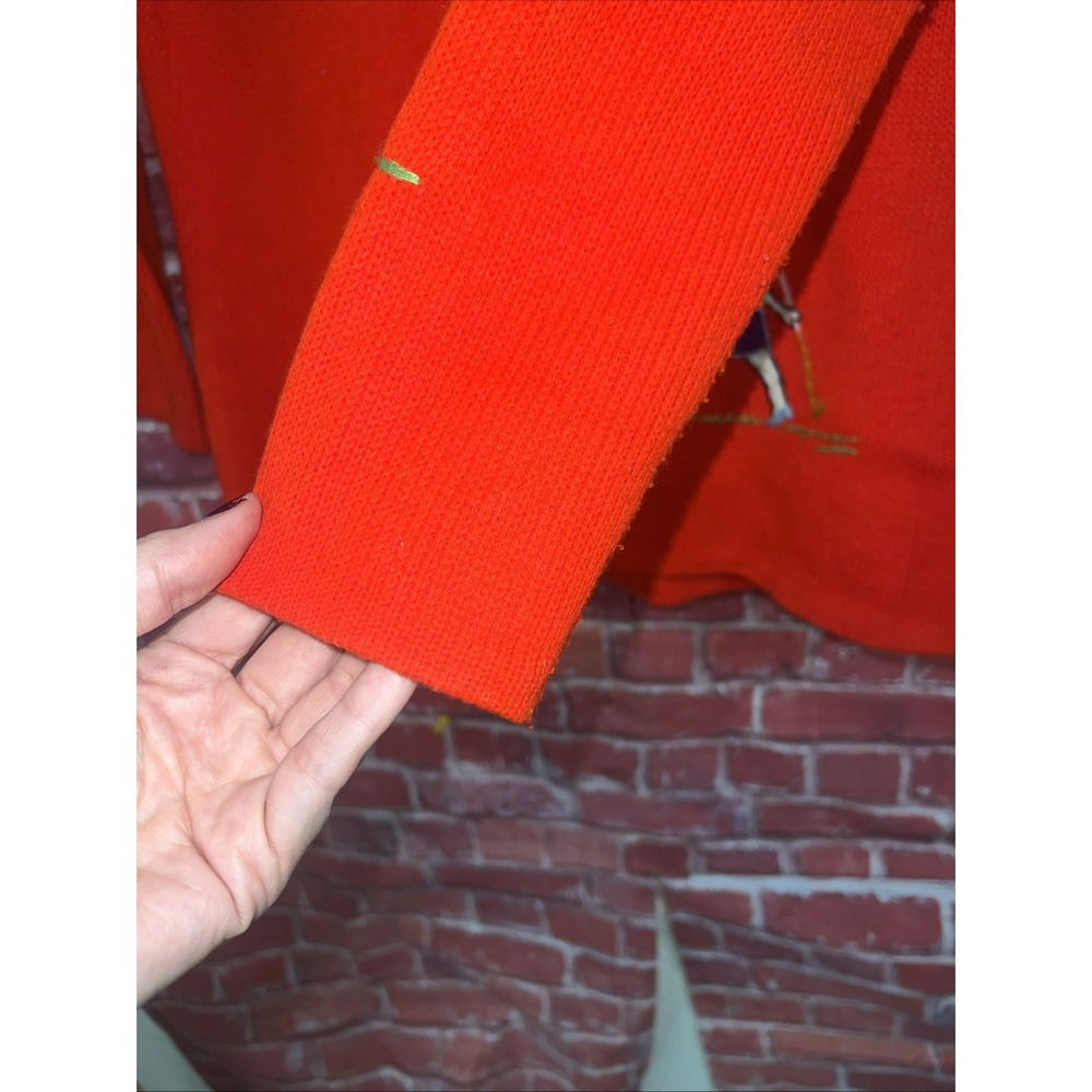 Vintage Andremo Argenti Orange Golf Embroidered Cardigan Sweater Gold Buttons M - Picture 15 of 15